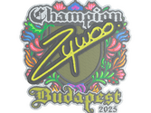 Sticker | ZywOo (Embroidered, Champion) | Budapest 2025 image